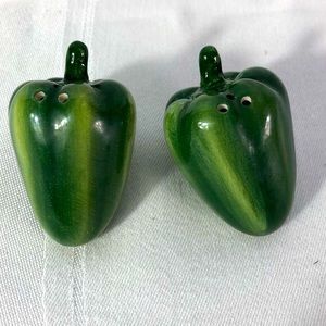Fitz & Floyd Vintage 1980s Green Bell Pepper S & P Shakers Set Never Used! EXC!